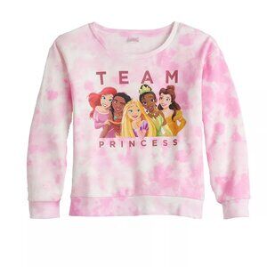 Disney Princess Girls 8-10 Tie Dye Graphic Fleece Sweatshirt pink NWT